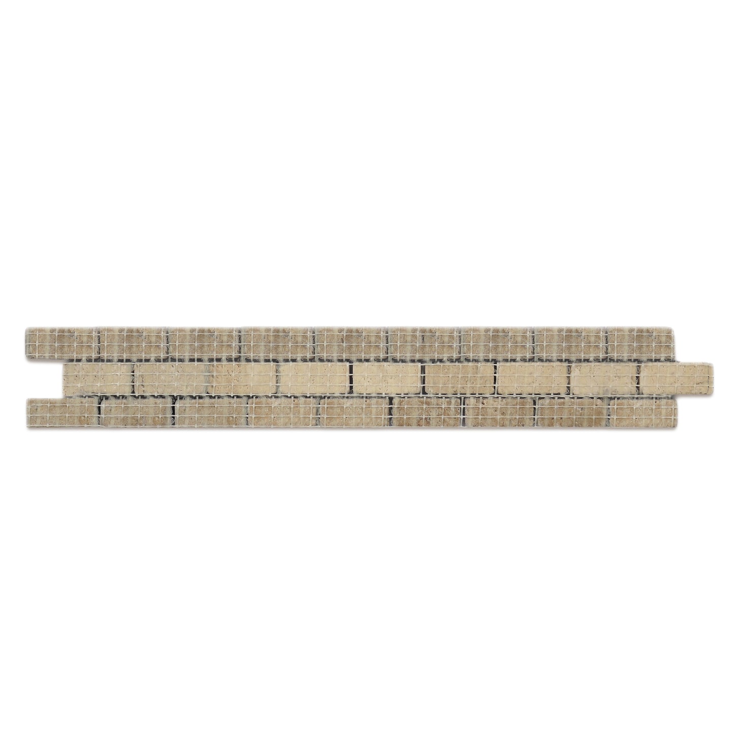 2"x12" Italian Noce Chiaro Antiqued Travertine Mosaic Border Tile