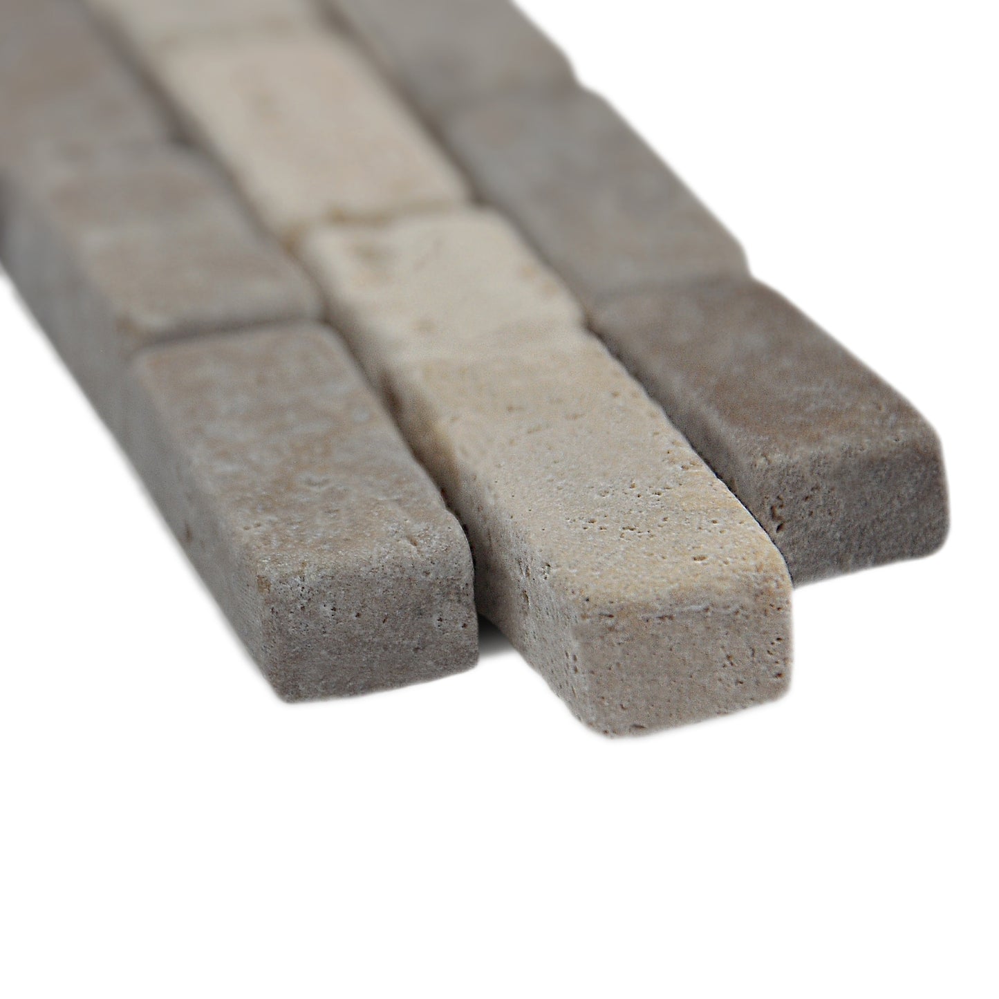 2"x12" Italian Noce Chiaro Antiqued Travertine Mosaic Border Tile