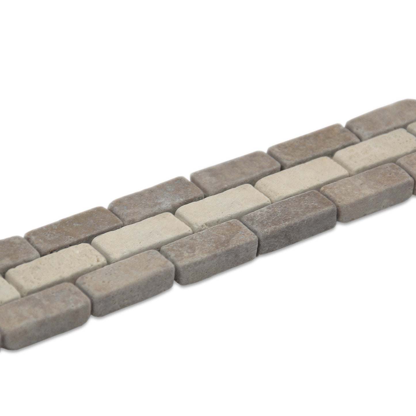 2"x12" Italian Noce Chiaro Antiqued Travertine Mosaic Border Tile