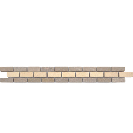 1”x12” Italian Noce Chiaro Antiqued Travertine Border Mosaic Tile
