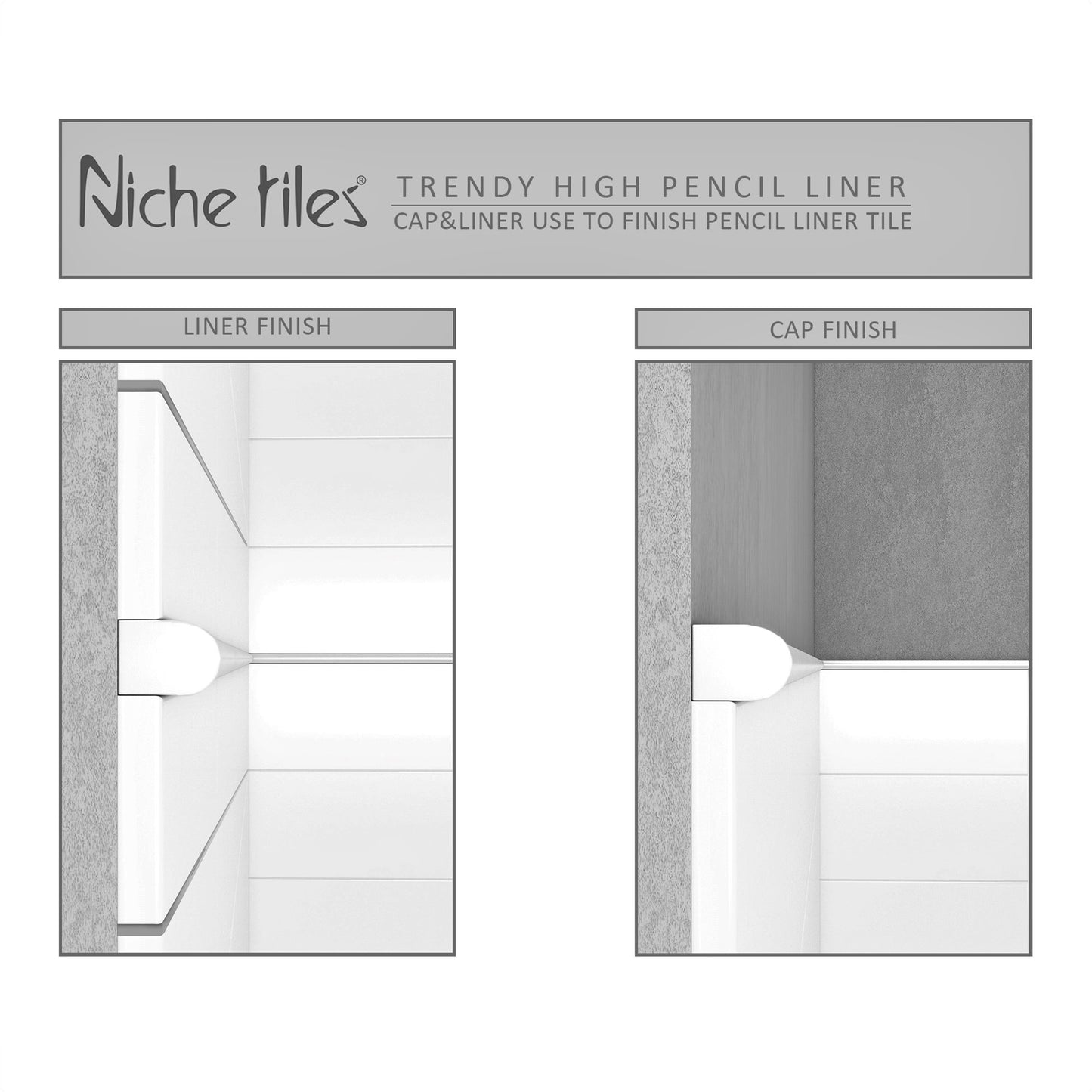 Trendy Bullnose Tile Wall Trim, 3/4 x 12"  Tile Edge Decorative High  Pencil  Liner, Brushed Nickel, Pack of 5