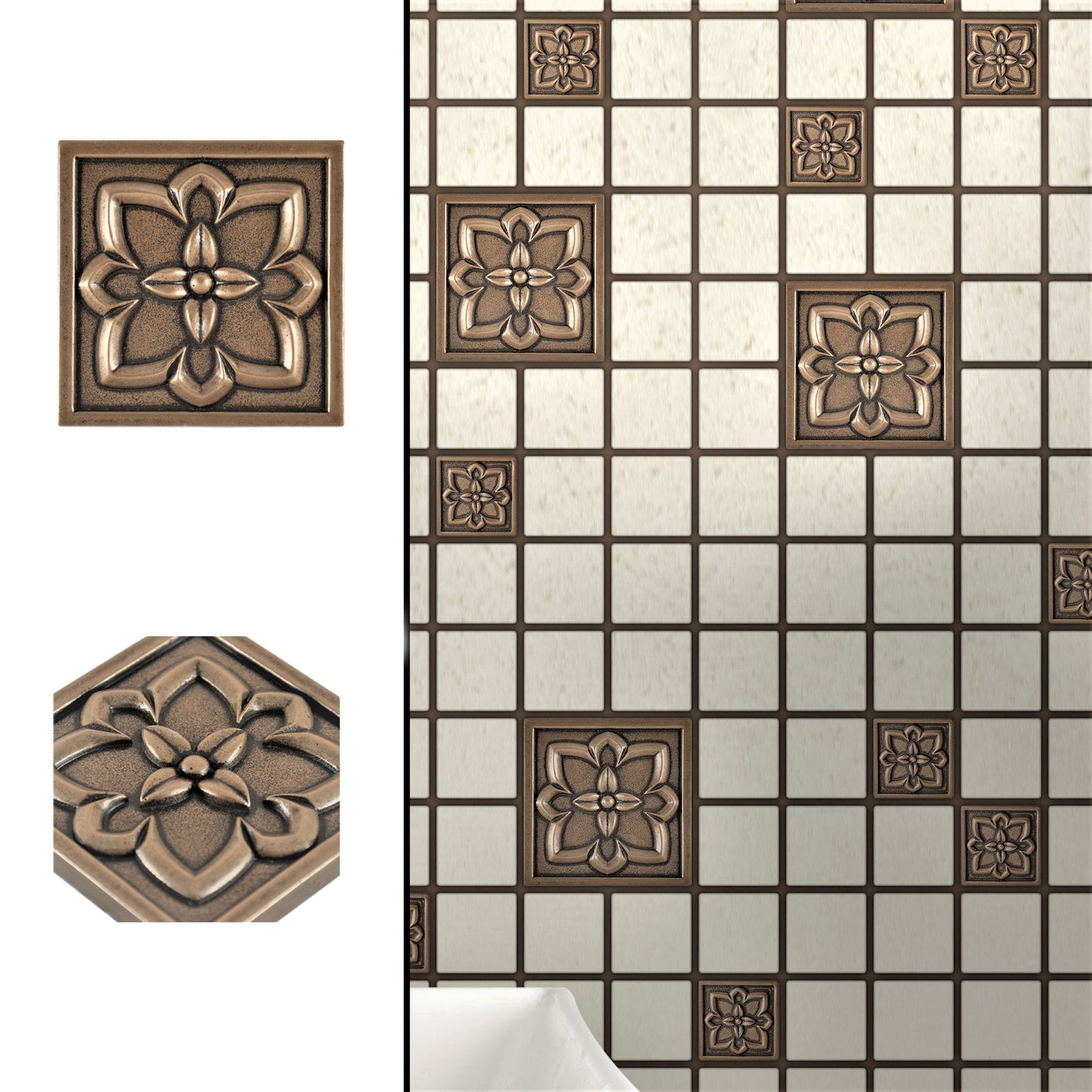Crown Metal Insert Tile  Bronze  2x2 ( PACK OF 8 PIECE )