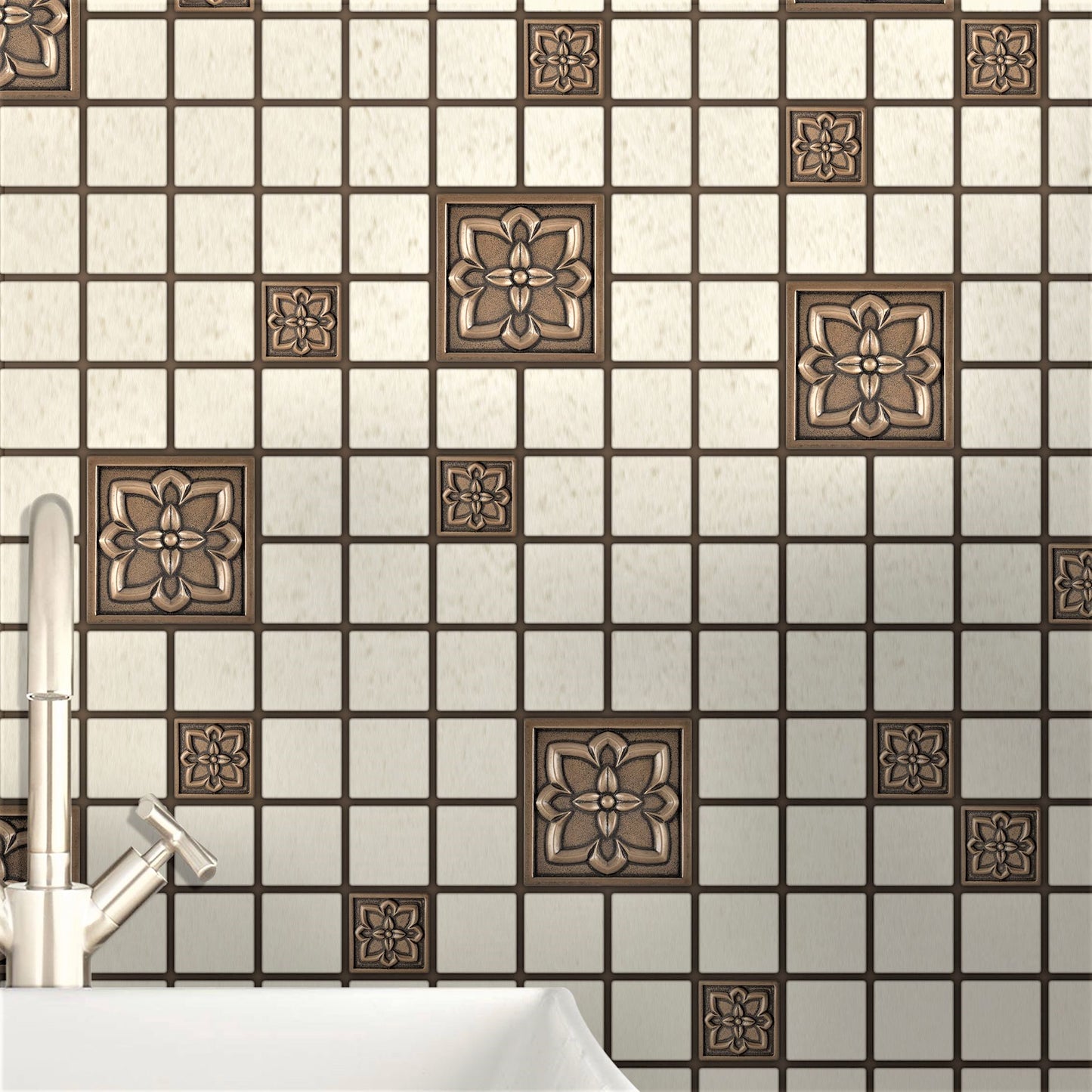 Crown Metal Insert Tile  Bronze  2x2 ( PACK OF 8 PIECE )