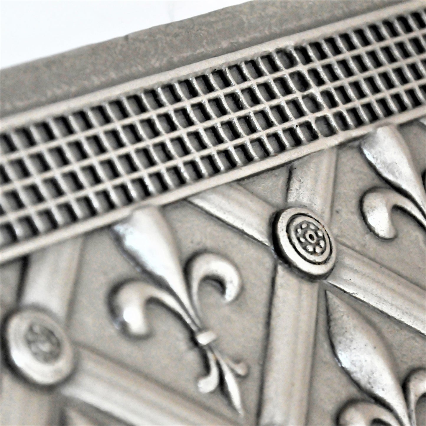 Backsplash Metal Mural Tile Hand Made Plaque Fleur De Lis 12" x 16" Brushed Nickel