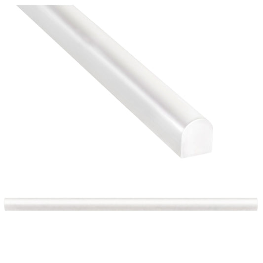 Universal Bright White 1/2 in. x 12 in. Glossy Cast Stone Pencil Liner Wall Tile Trim (5 Linear Foot/ Case)