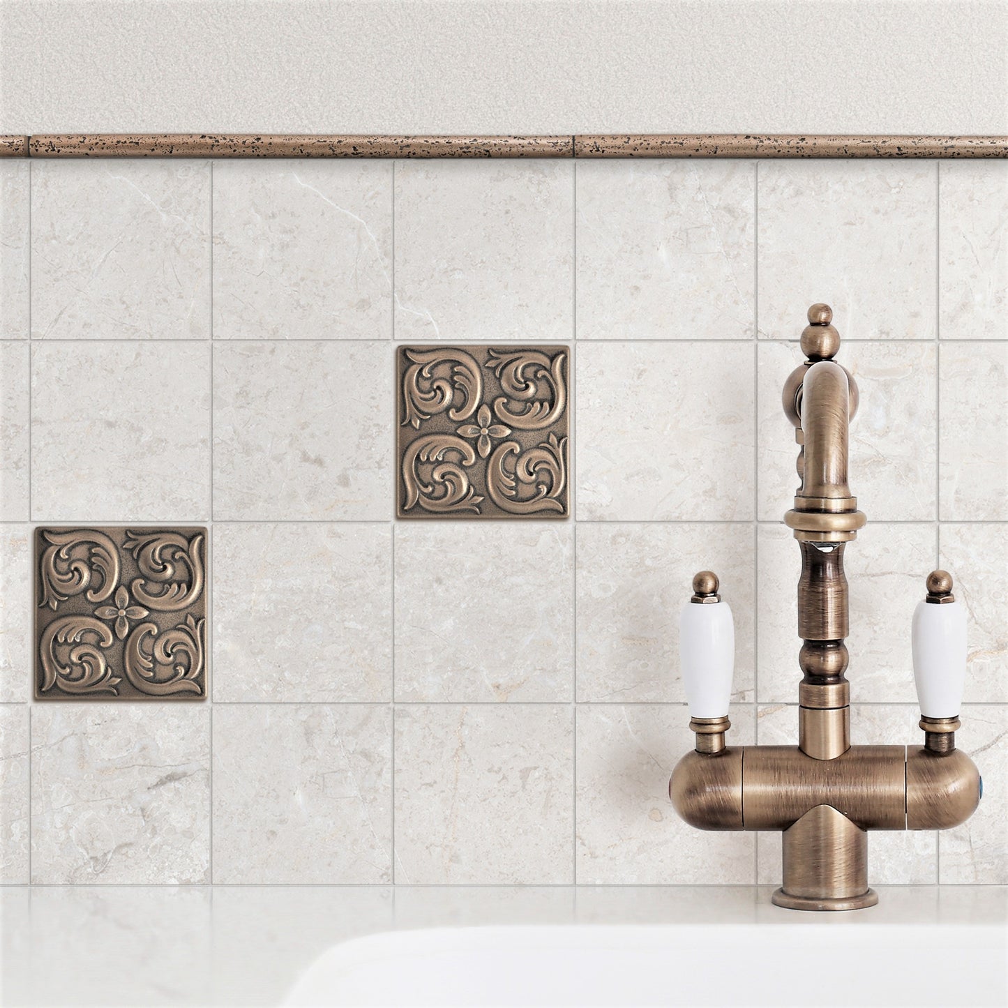 Moroccon Metal  Insert Tile Bronze 4x4 ( PACK OF 4 PIECE)