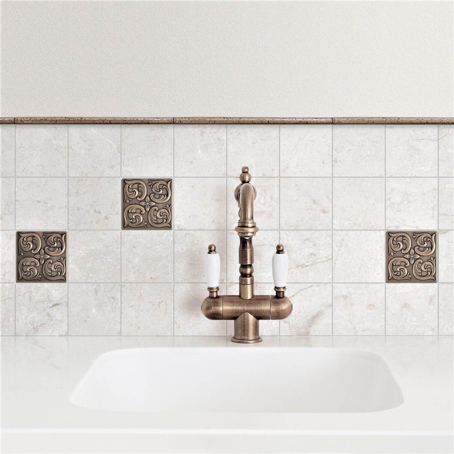 Moroccon Metal  Insert Tile Bronze 4x4 ( PACK OF 4 PIECE)