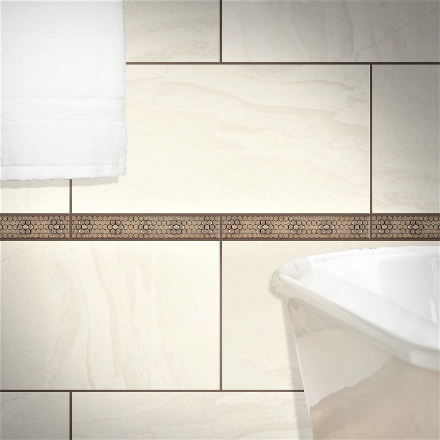Floral Hex Tile Trim  Bronze 1x 6 ( PACK OF 5 PIECE )