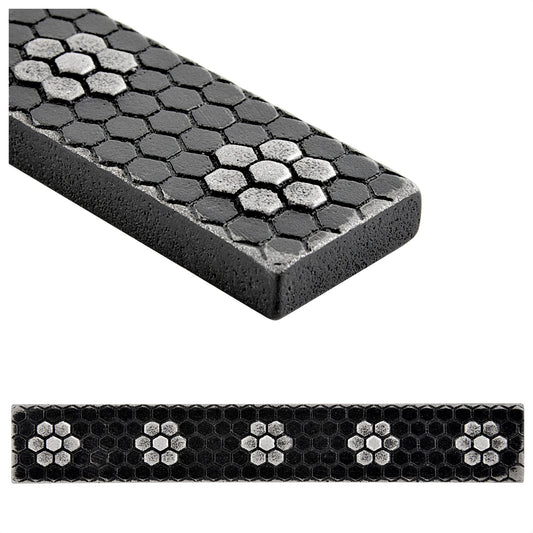 Floral Hex Tile Trim Matt Iron Black 1x6 (PACK OF 5 PIECE)