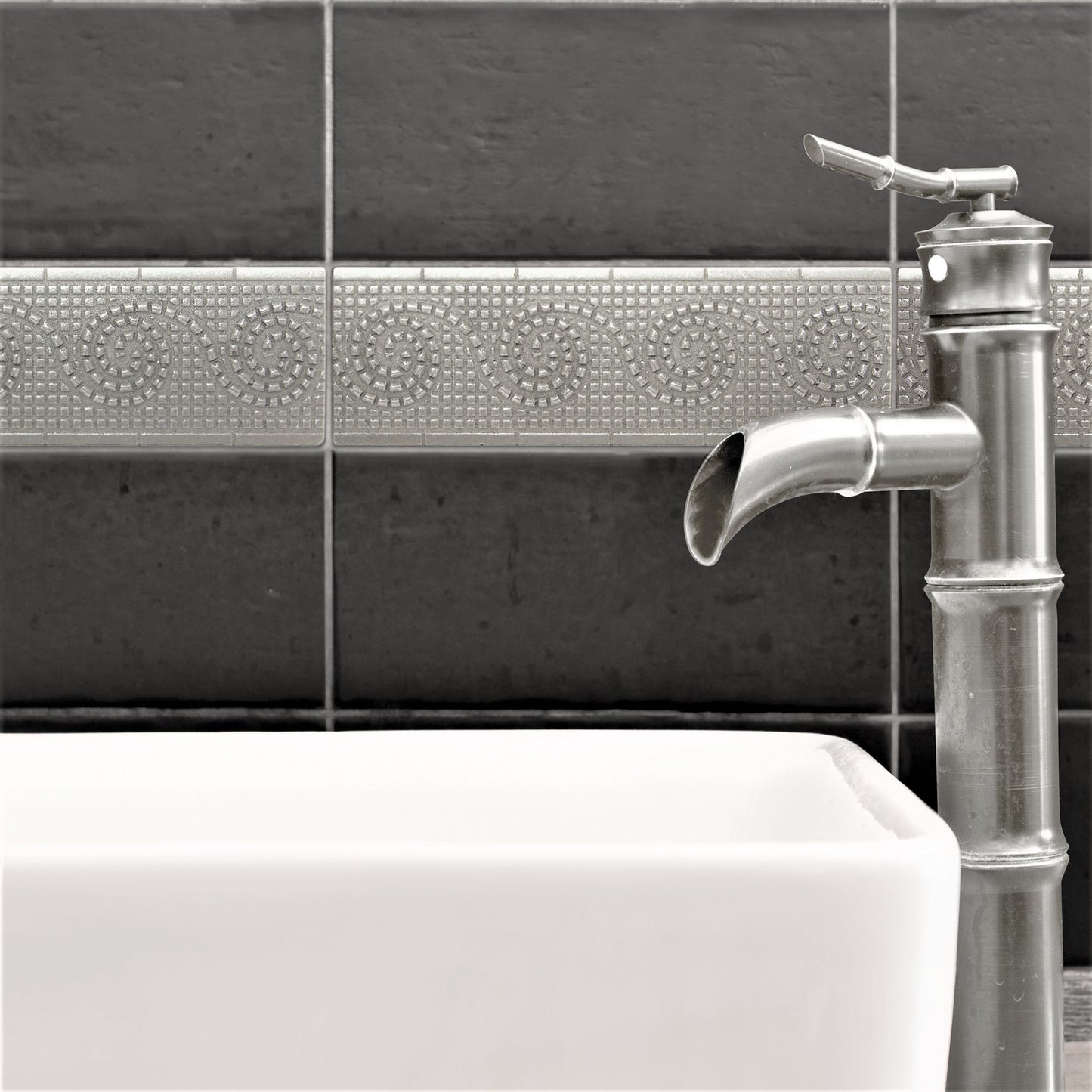 Wave Border Tile Trim Nickel 2x6 ( PACK OF 5 PIECE )