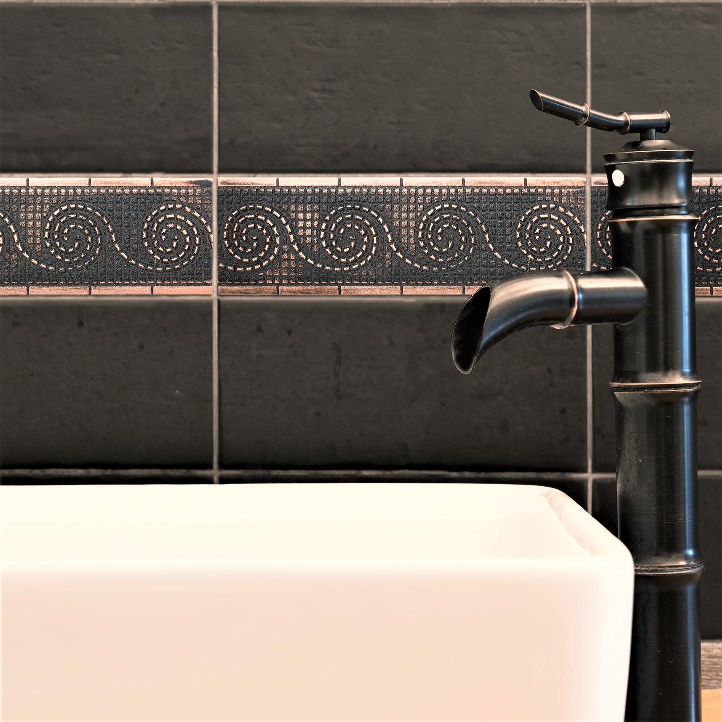 Wave Border Tile Trim Oil Rubbed Bronze 2x6 ( PACK OF 5 PIECE )