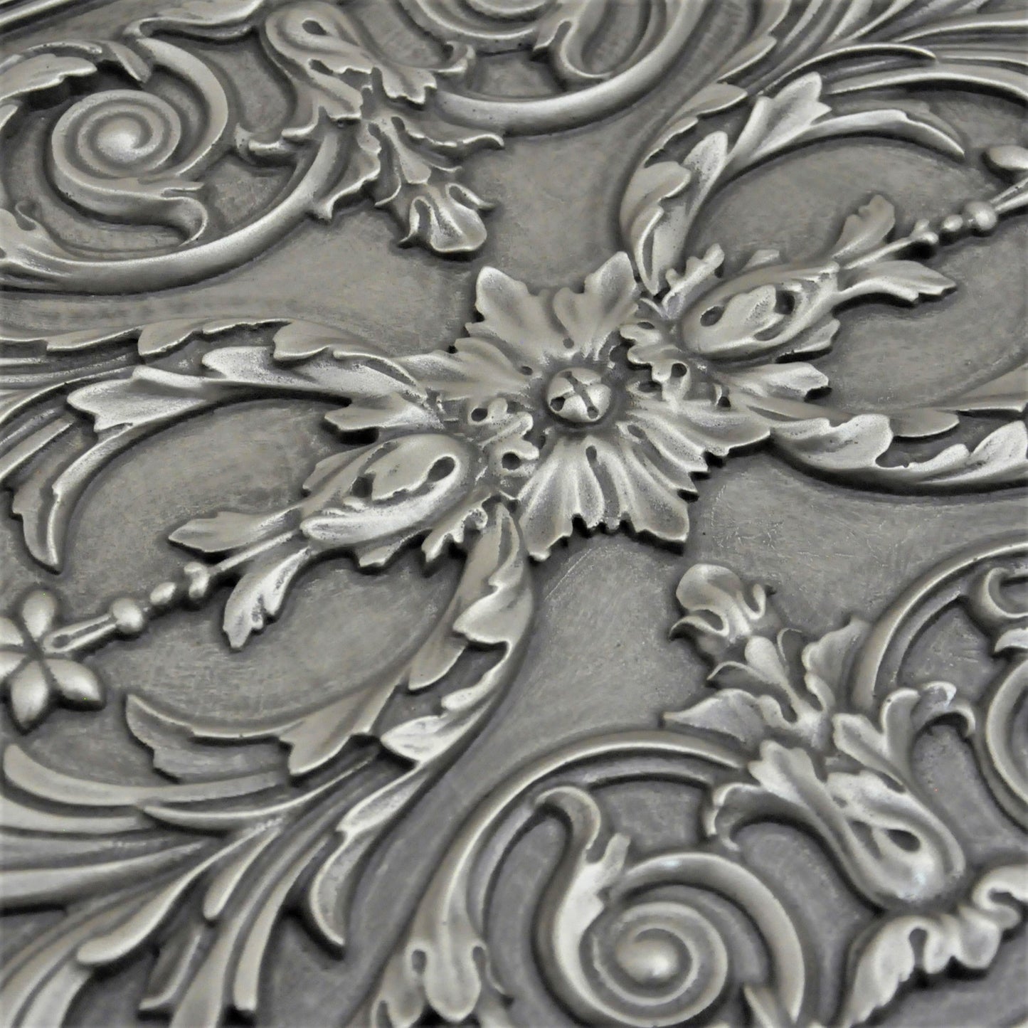 Backsplash Tile for Kitchen and Fireplace Viola 12" x 18" Metal Mural Pewter Nickel