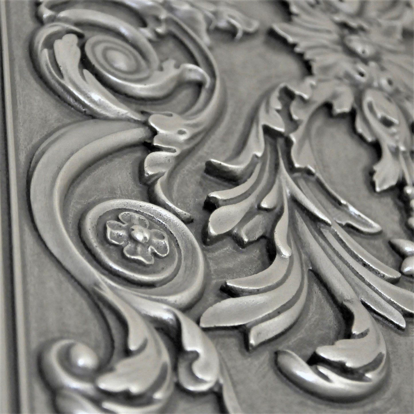 Backsplash Tile for Kitchen and Fireplace Viola 12" x 18" Metal Mural Pewter Nickel