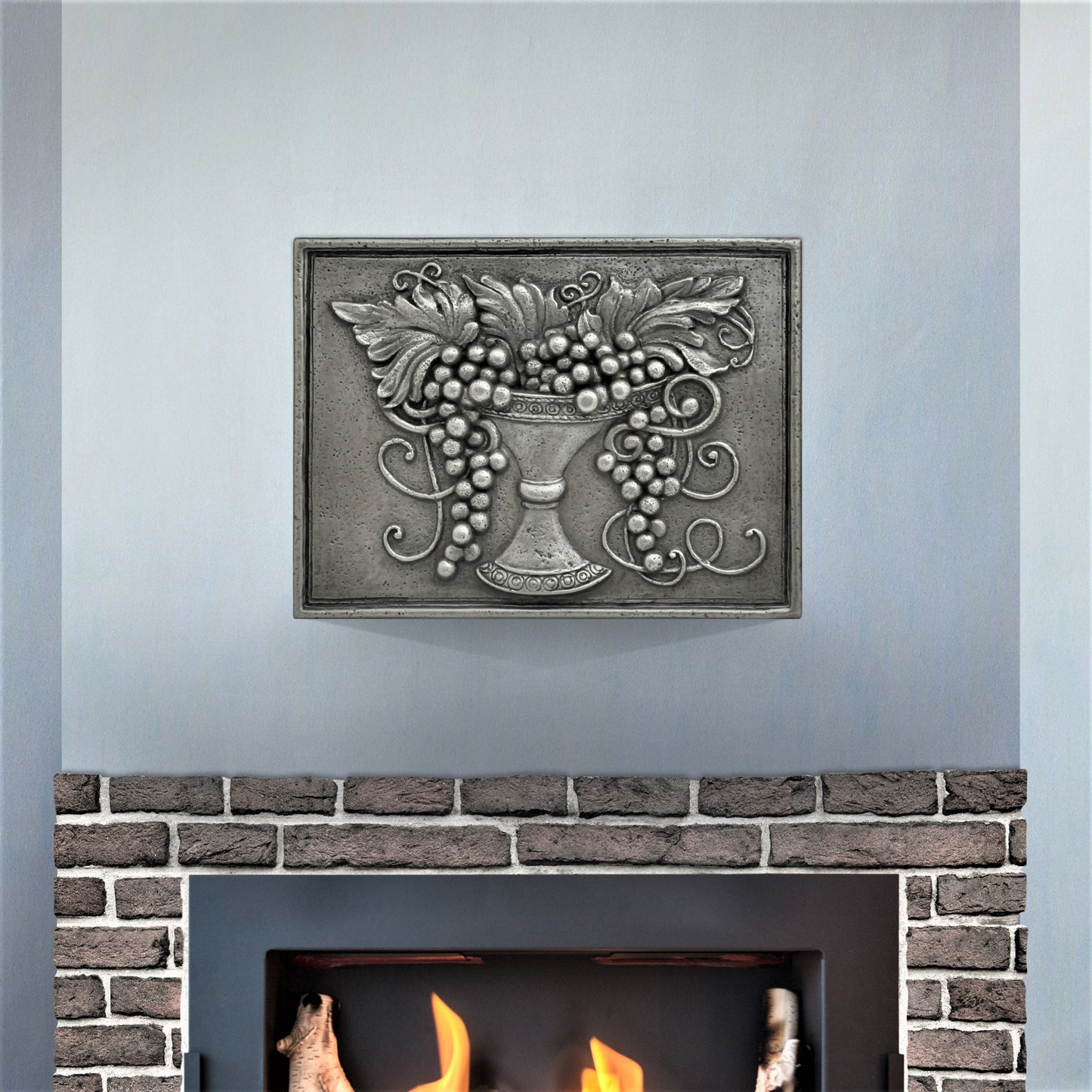 Backsplash Tile for Kitchen and Fireplace Luxuirant  12" x 16" Metal Mural Pewter Nickel