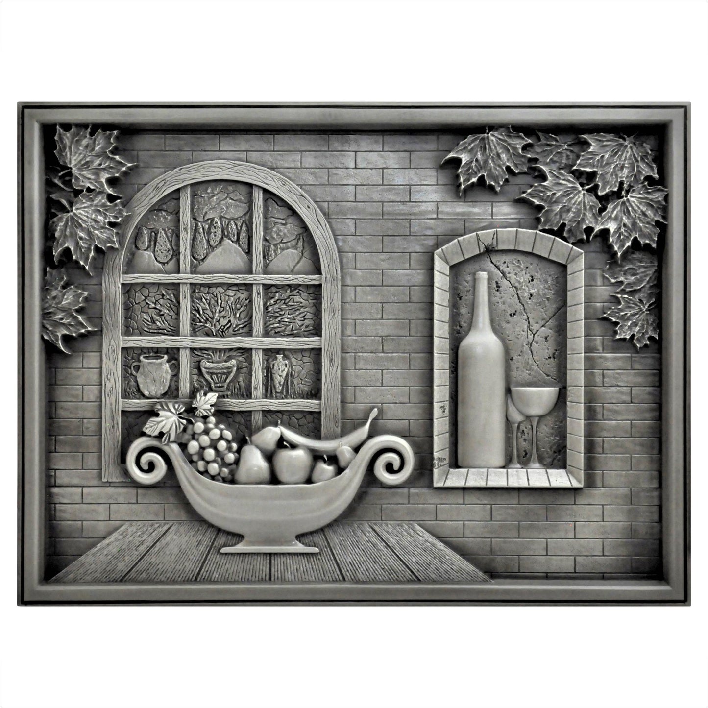 Backsplash Tile for Kitchen and Fireplace Heaven 12" x 18" Metal Mural Pewter Nickel