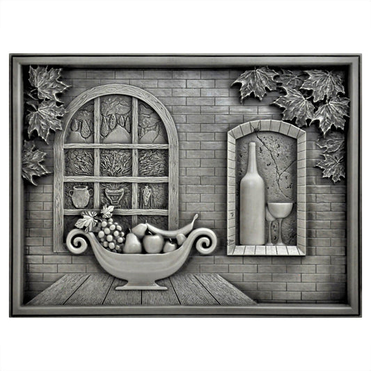 Backsplash Tile for Kitchen and Fireplace Heaven 12" x 18" Metal Mural Pewter Nickel