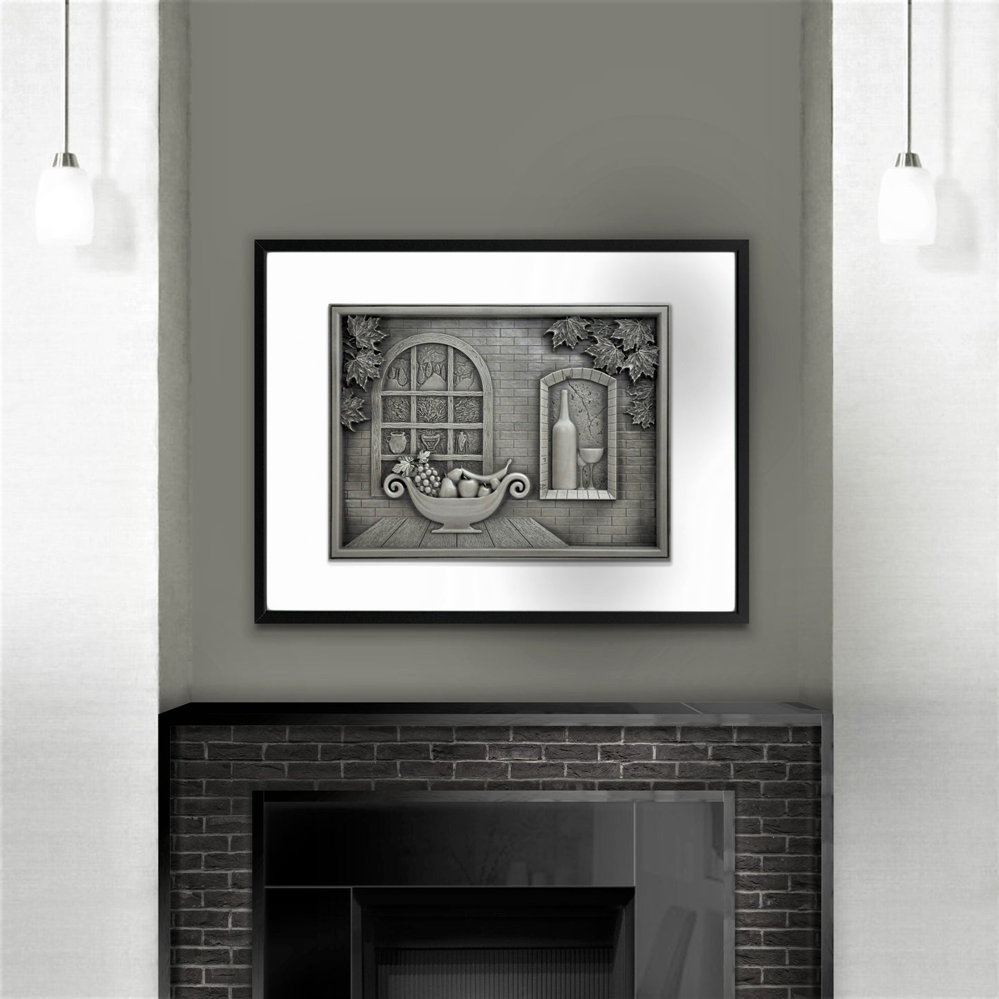 Backsplash Tile for Kitchen and Fireplace Heaven 12" x 18" Metal Mural Pewter Nickel