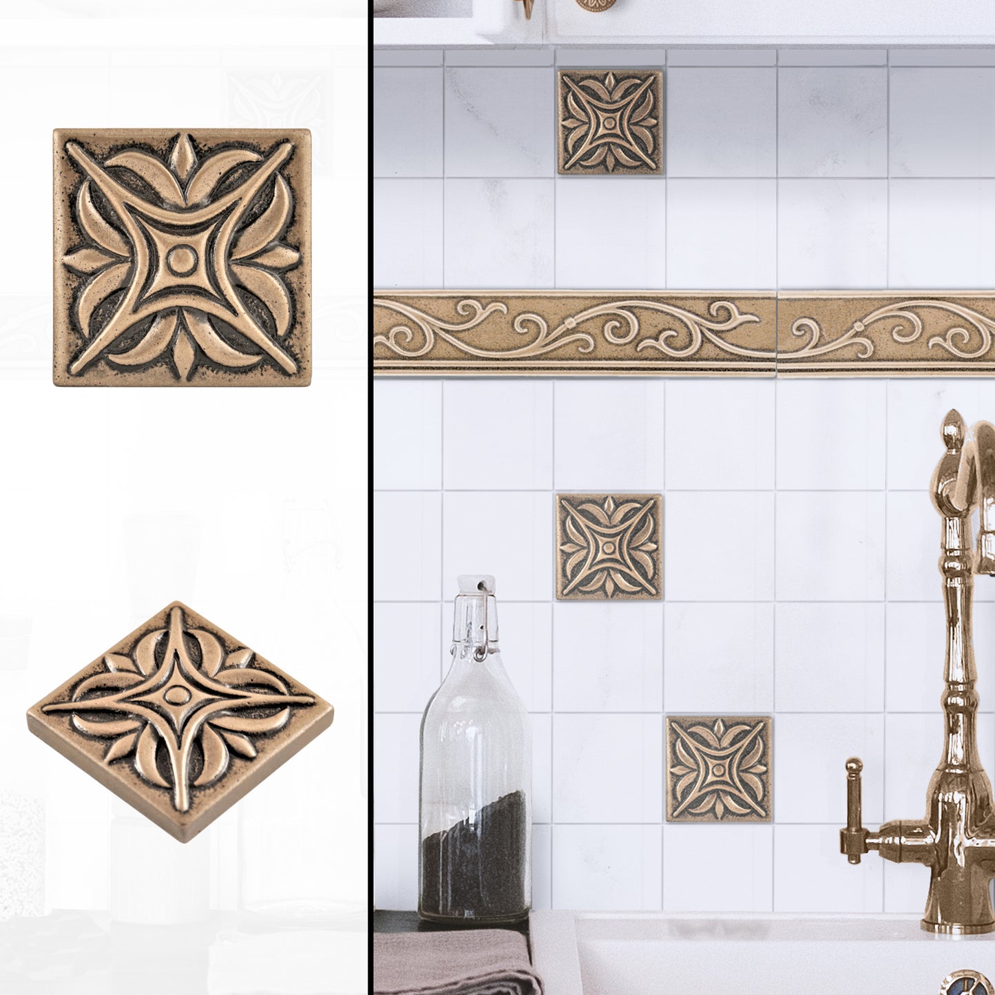 MidWest Star Metal  Insert Tile  Bronze 2x2 ( PACK OF 8 PIECE )