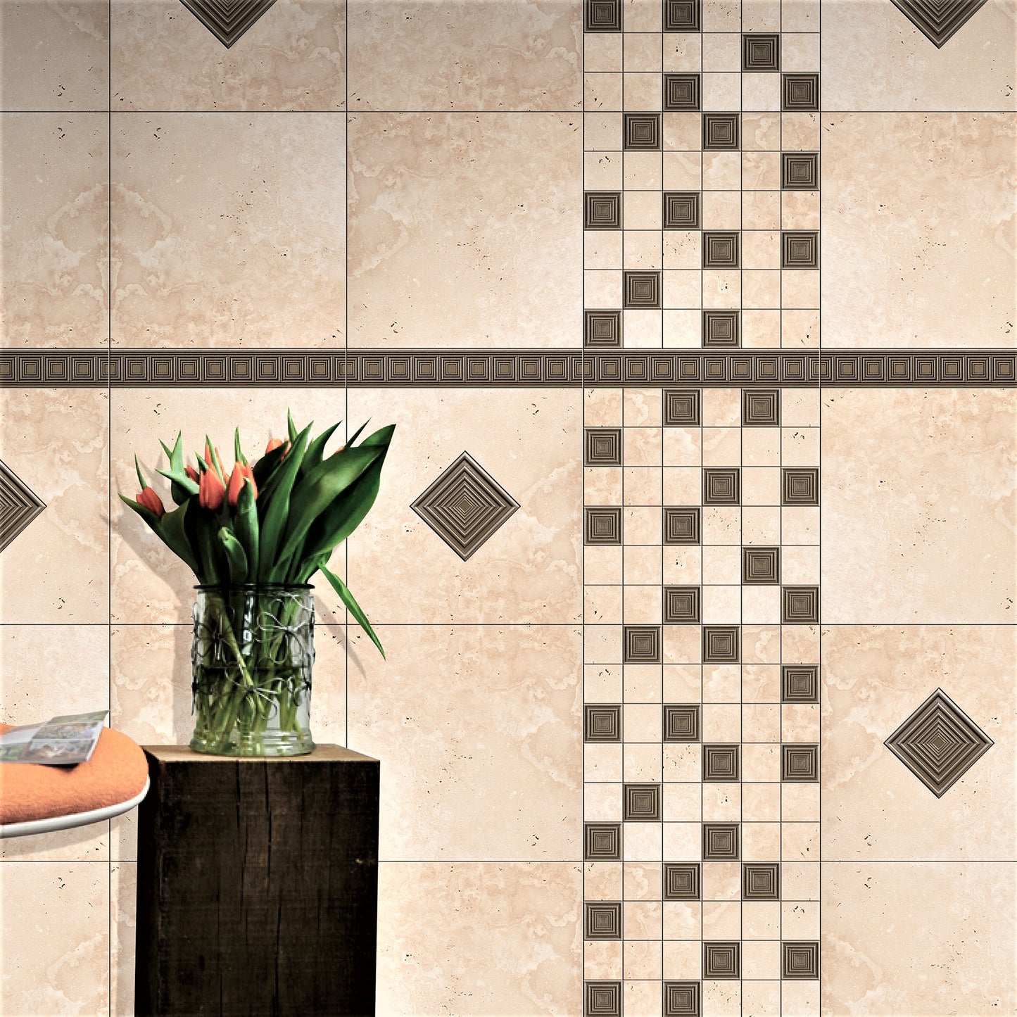 Focus  Metal  Insert Tile Bronze 4x4 ( PACK OF 4 PIECE)