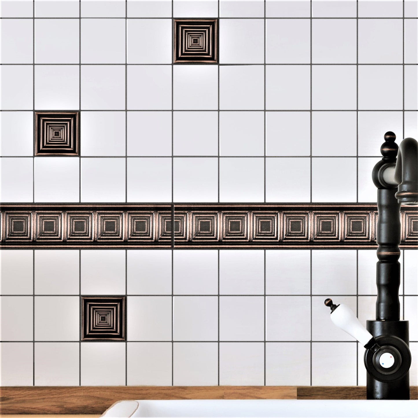 Focus  Metal  Insert Tile Oil Rubbed Bronze 4x4 ( PACK OF 4 PIECE)