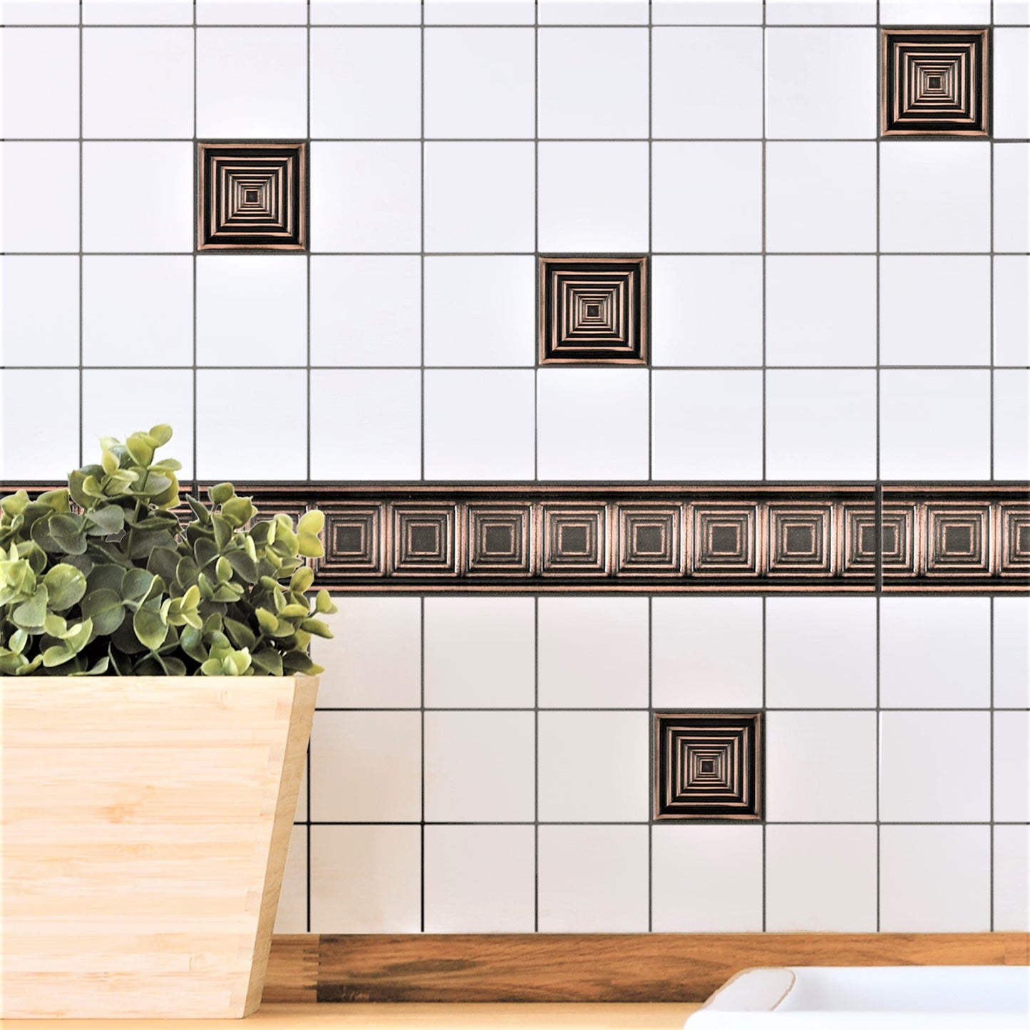 Focus  Metal  Insert Tile Oil Rubbed Bronze 4x4 ( PACK OF 4 PIECE)