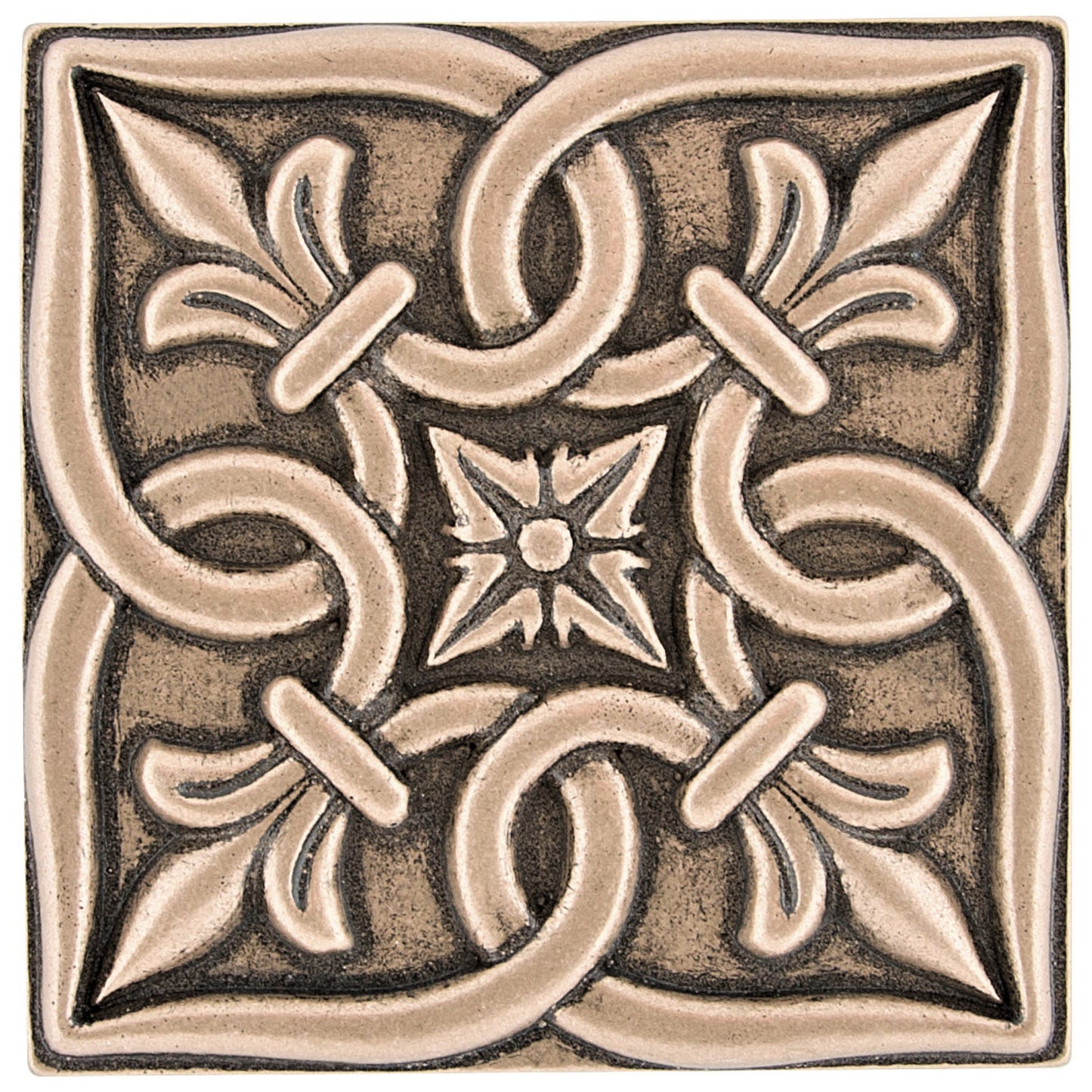 Romance Metal Decorative Insert Tile for Bathroom, Wall and Kitchen 2 x 2 Bronze (Set of 8)