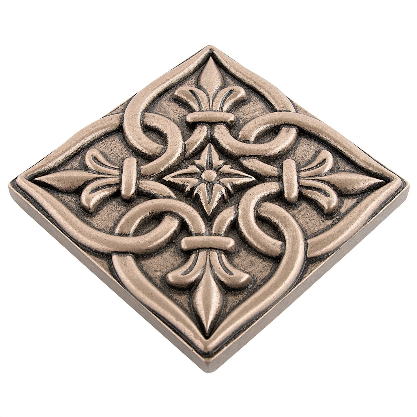 Romance Metal Decorative Insert Tile for Bathroom, Wall and Kitchen 2 x 2 Bronze (Set of 8)