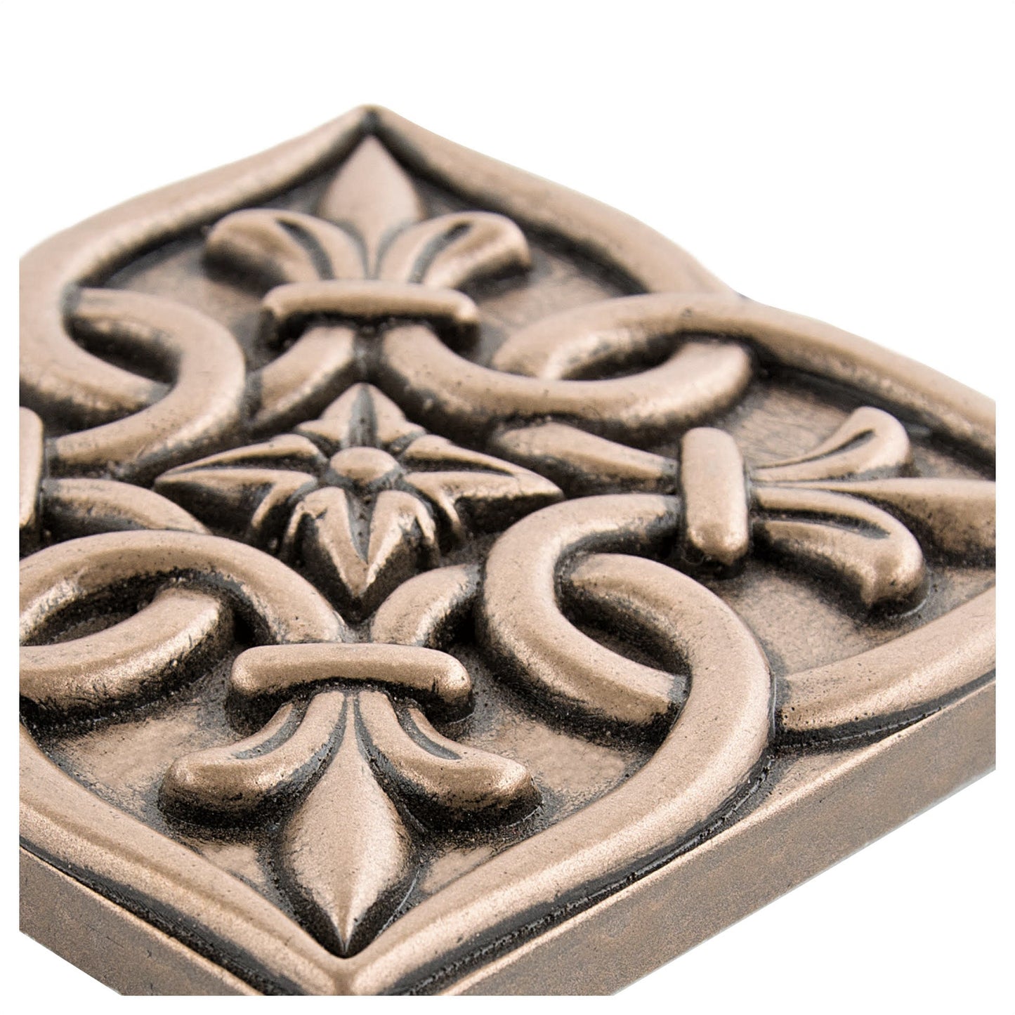 Romance Metal Decorative Insert Tile for Bathroom, Wall and Kitchen 2 x 2 Bronze (Set of 8)