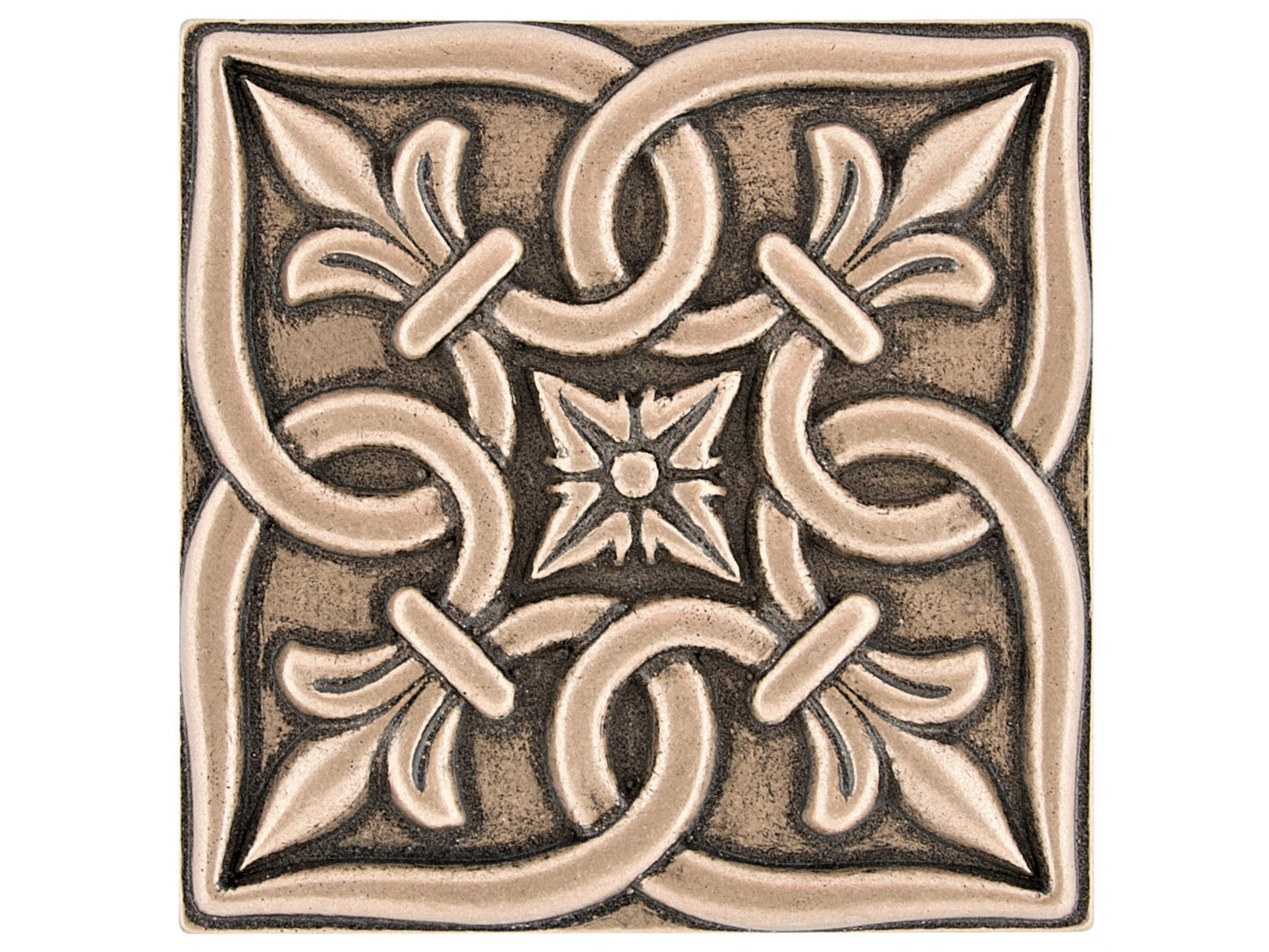 Romance Metal Decorative Insert Tile for Bathroom, Wall and Kitchen 2 x 2 Bronze (Set of 8)