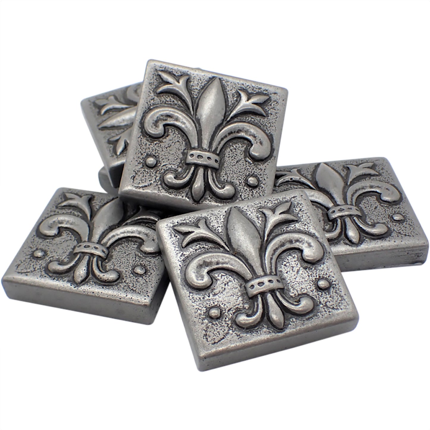 Fleur de Lis  -  Metal Insert Tile Pewter  2x2 ( PACK OF 8 PIECE)
