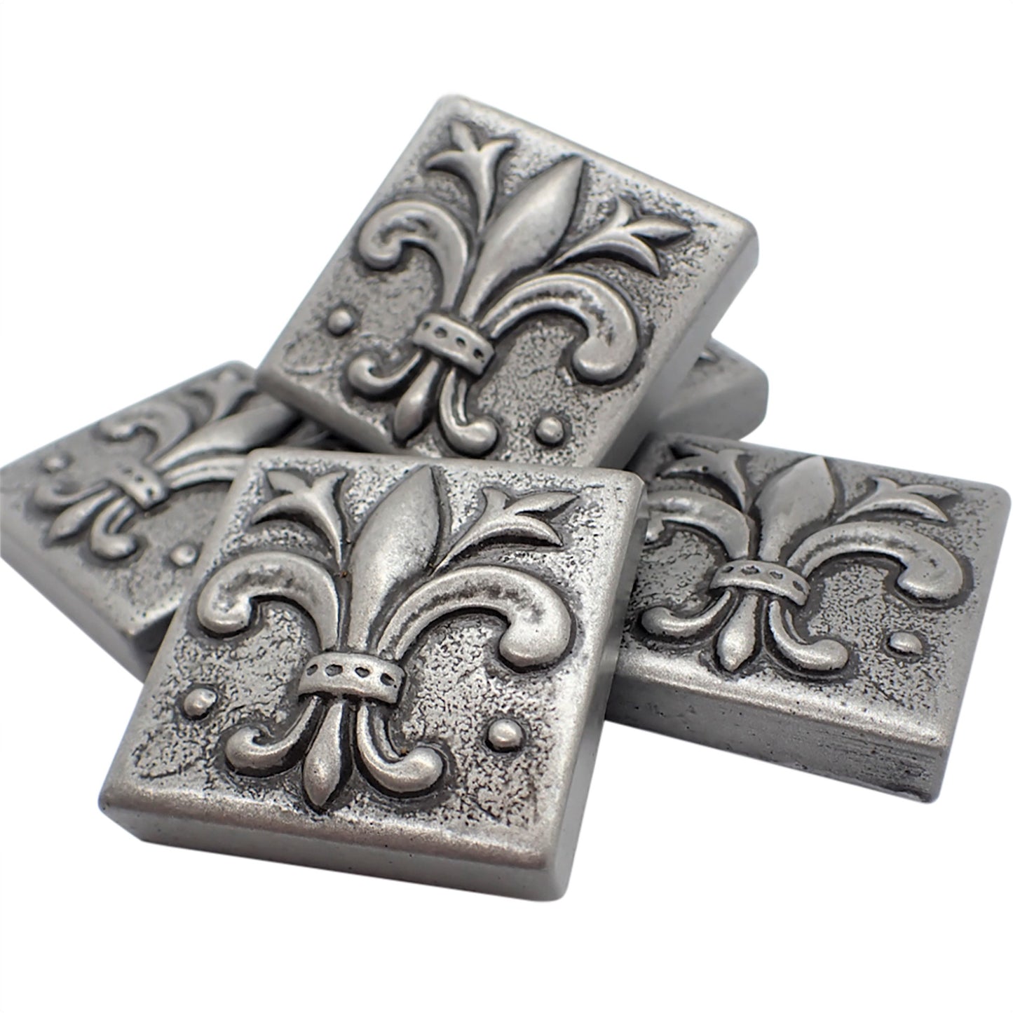 Fleur de Lis  -  Metal Insert Tile Pewter  2x2 ( PACK OF 8 PIECE)