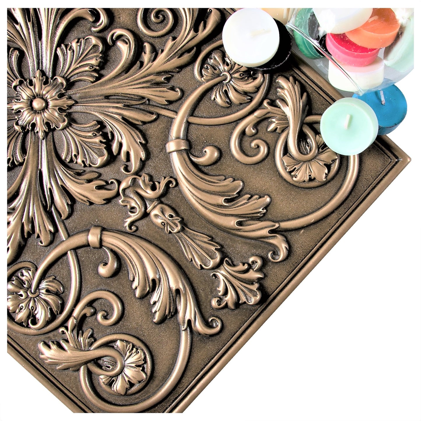 Backsplash Tile for Kitchen and Fireplace Royal 12" x 18" Metal Mural Bronze
