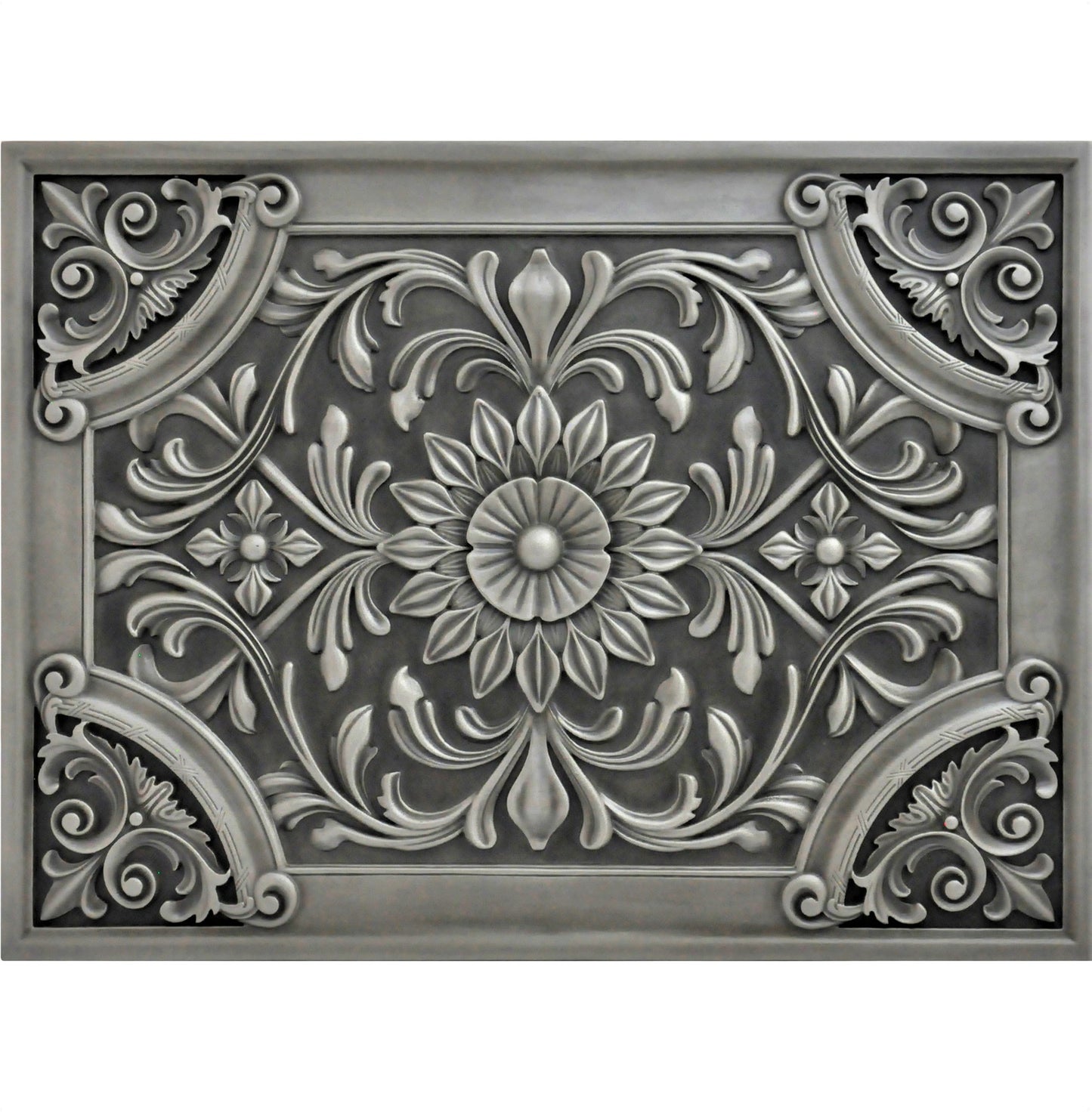 Backsplash Metal Mural Tile Hand Made Plaque Harmony 18"x24" Pewter Nickel