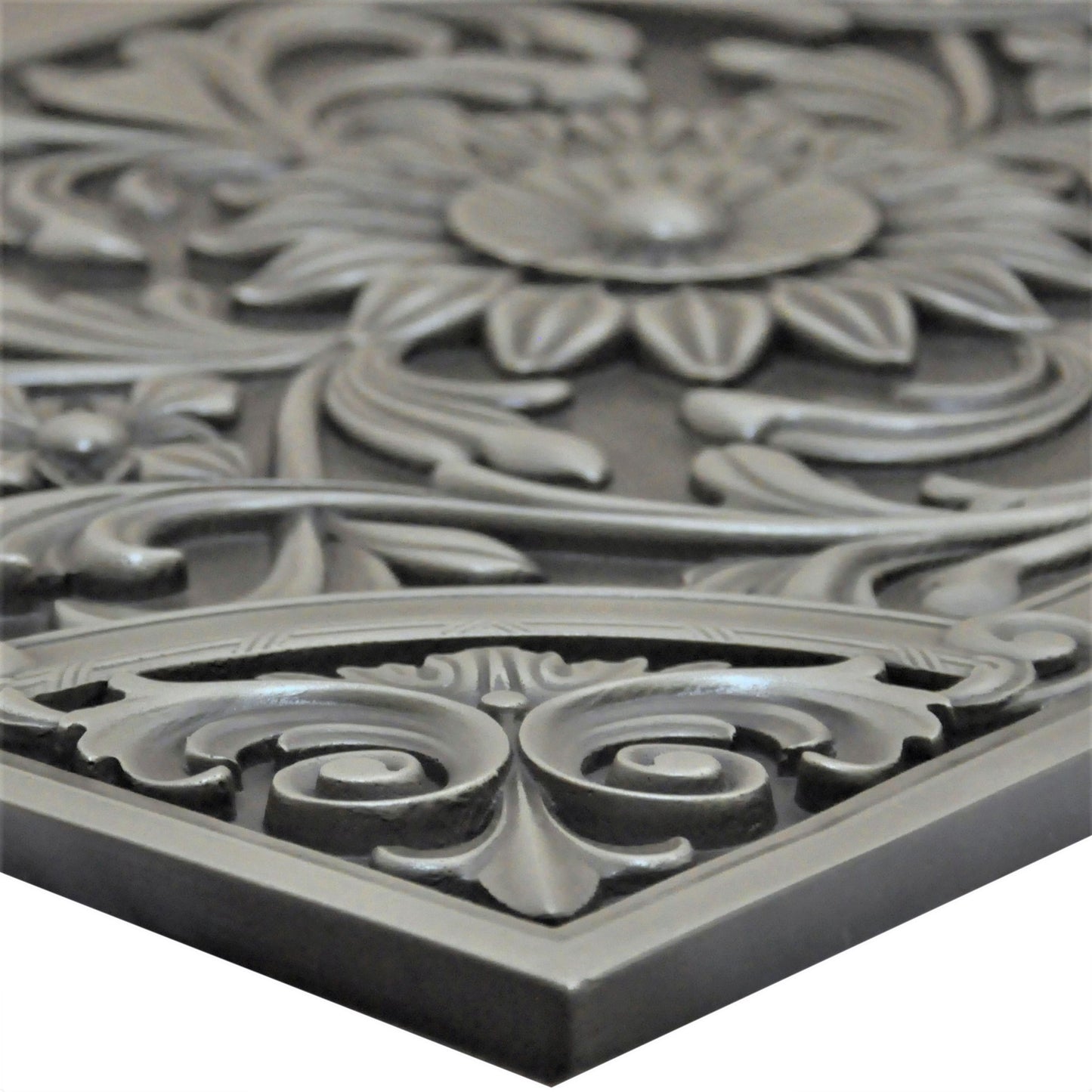 Backsplash Metal Mural Tile Hand Made Plaque Harmony 18"x24" Pewter Nickel