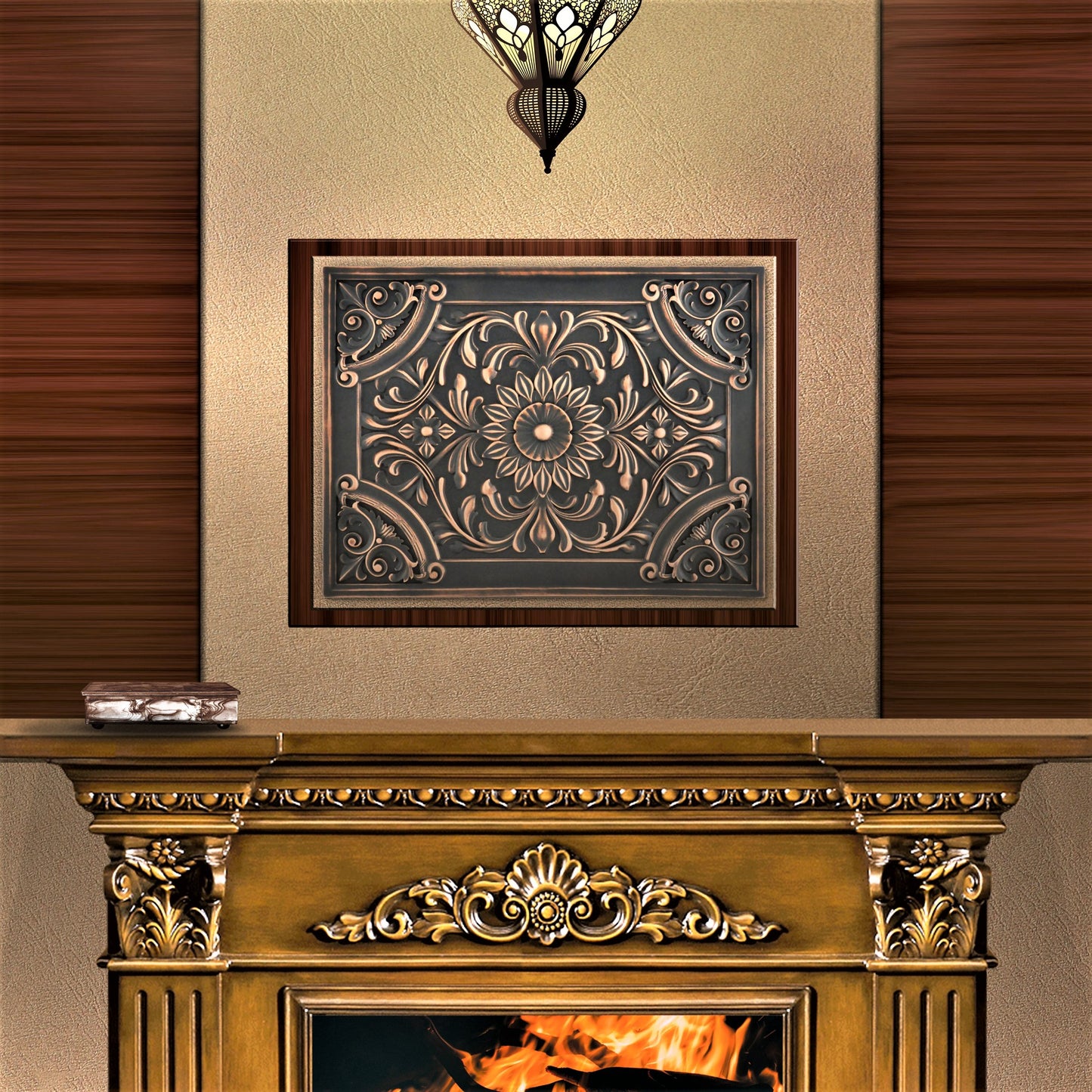 Backsplash Metal Mural Tile Hand Made Plaque Harmony 18"x24" Oil Rubbed Bronze
