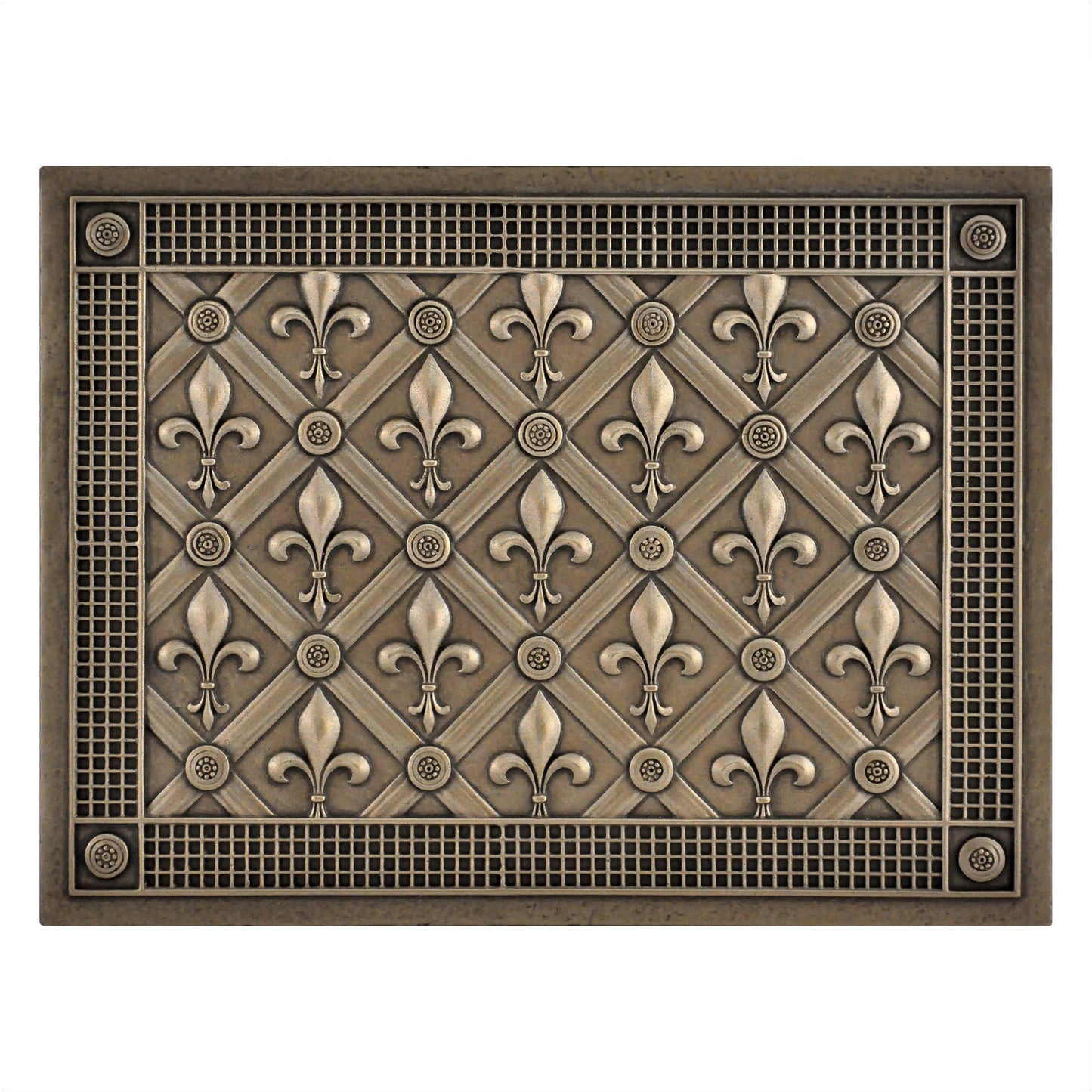 Backsplash Metal Mural Tile Hand Made Plaque Fleur De Lis 12" x 16" Bronze