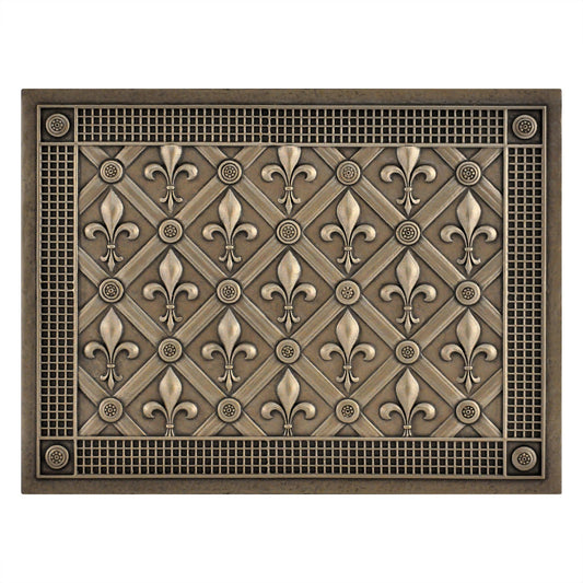 Backsplash Metal Mural Tile Hand Made Plaque Fleur De Lis 12" x 16" Bronze