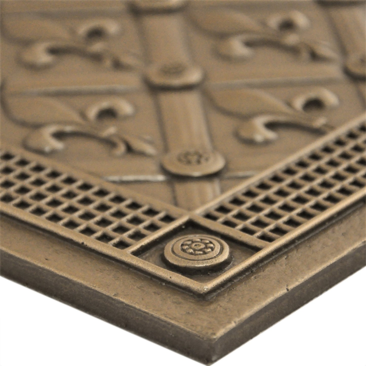 Backsplash Metal Mural Tile Hand Made Plaque Fleur De Lis 12" x 16" Bronze