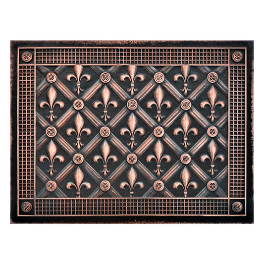 Backsplash Metal Mural Tile Hand Made Plaque Fleur De Lis 12" x 16" Oil Rubbed Bronze
