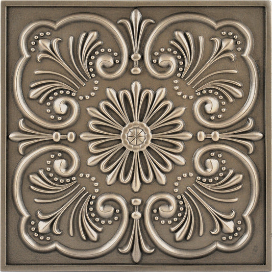 Backsplash Metal Mural Tile Hand Made Plaque Crown 12" x 12" Bronze