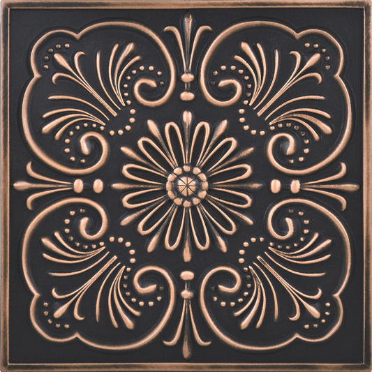 Backsplash Metal Mural Tile Hand Made Plaque Crown 12" x 12" Oil Rubbed Bronze