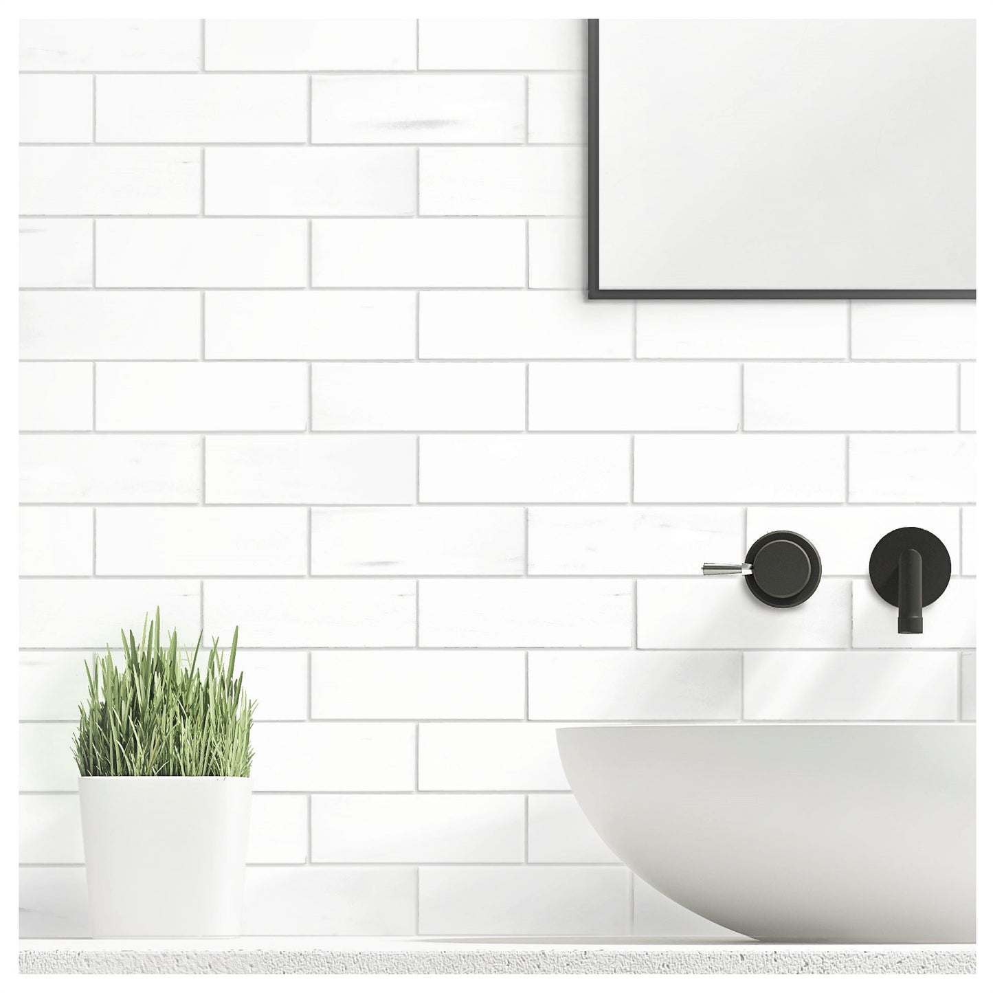 White Dolomite Brick 11.9 in. x 11.7 in. x 10 mm Polished Marble Mosaic Tile (4.84 sq. ft./case)