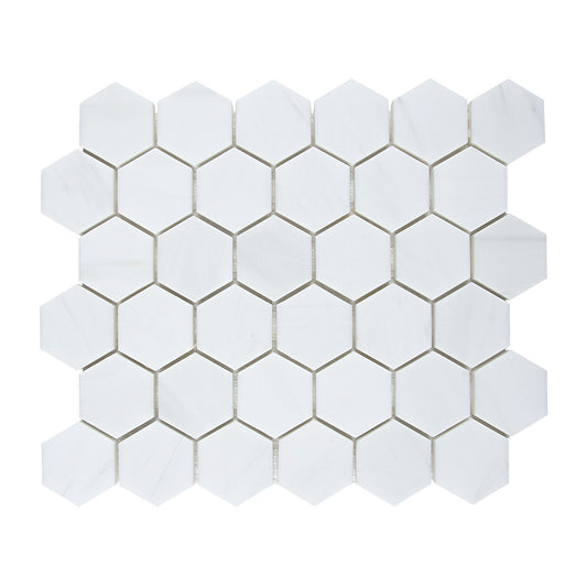 White Dolomite Hexagon 10.4 in. x 12 in. x 10 mm Polished Marble Mosaic Tile (4.33 sq. ft./case)