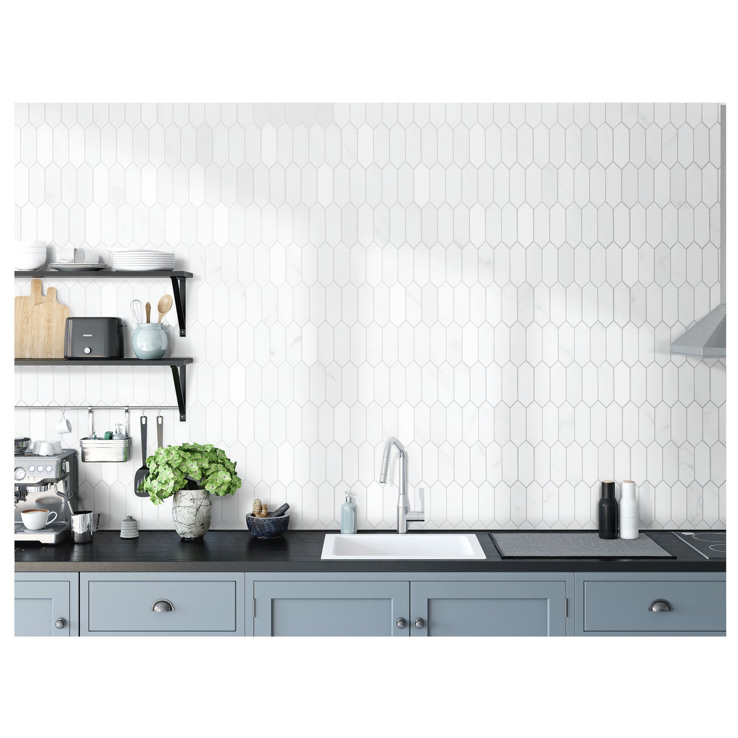 White Dolomite Picket 10 in. x 12 in. x 10 mm Polished Marble Mosaic Tile (4.19 sq. ft./case)