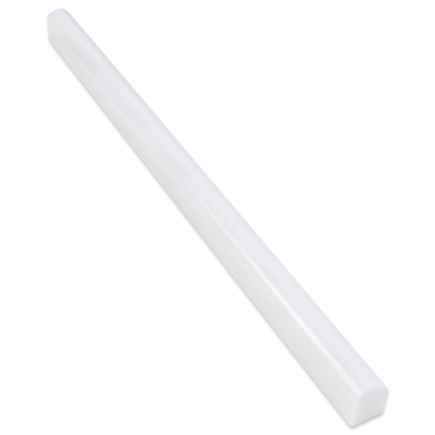 White Dolomite Pencil Molding 0.6 in. x 12 in. x 19 mm Polished Marble Wall Tile Trim (5 lin. ft./case)