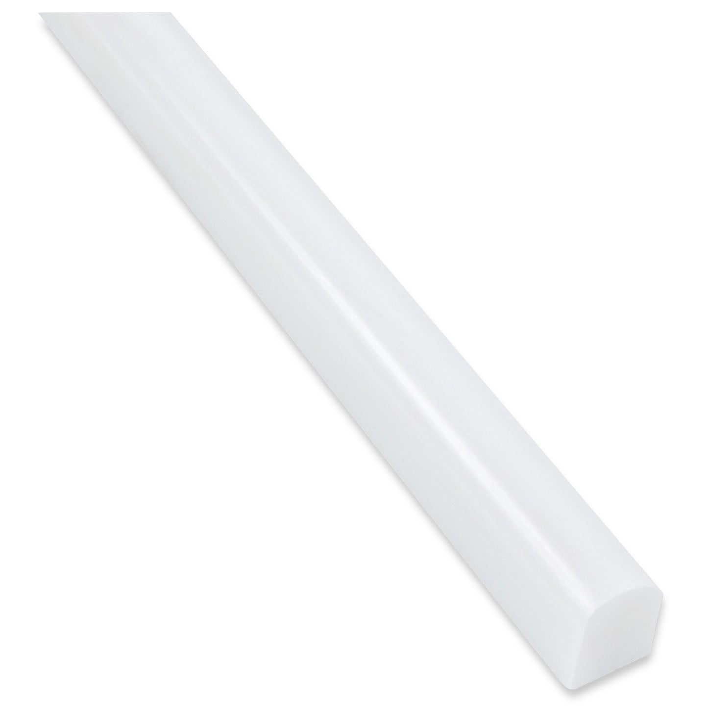 White Dolomite Pencil Molding 0.6 in. x 12 in. x 19 mm Polished Marble Wall Tile Trim (5 lin. ft./case)
