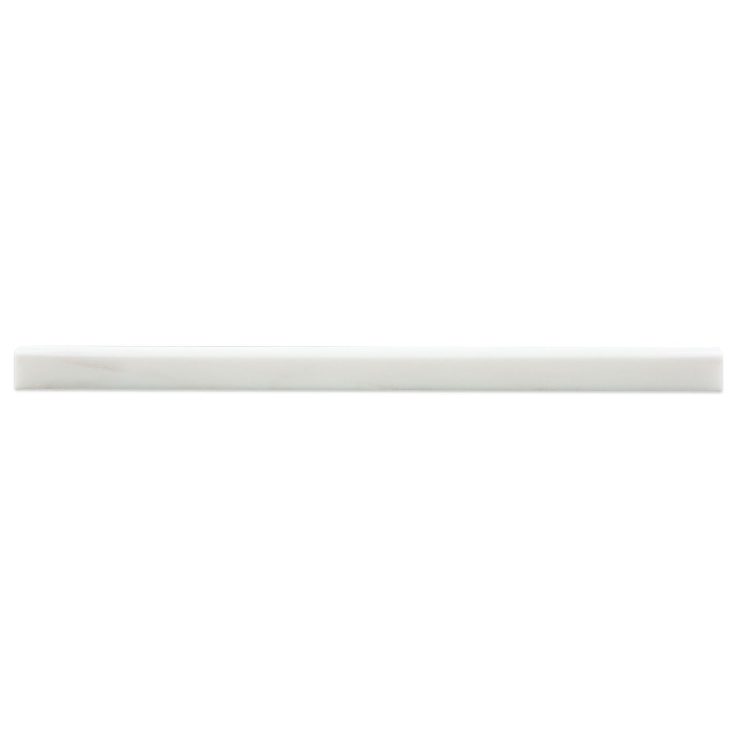 White Dolomite Pencil Molding 0.6 in. x 12 in. x 19 mm Polished Marble Wall Tile Trim (5 lin. ft./case)